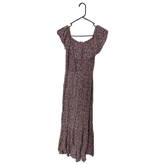 Abercrombie &‎ Fitch Dress Maroon Floral Off the Shoulder Size Small - Picture 3 of 3